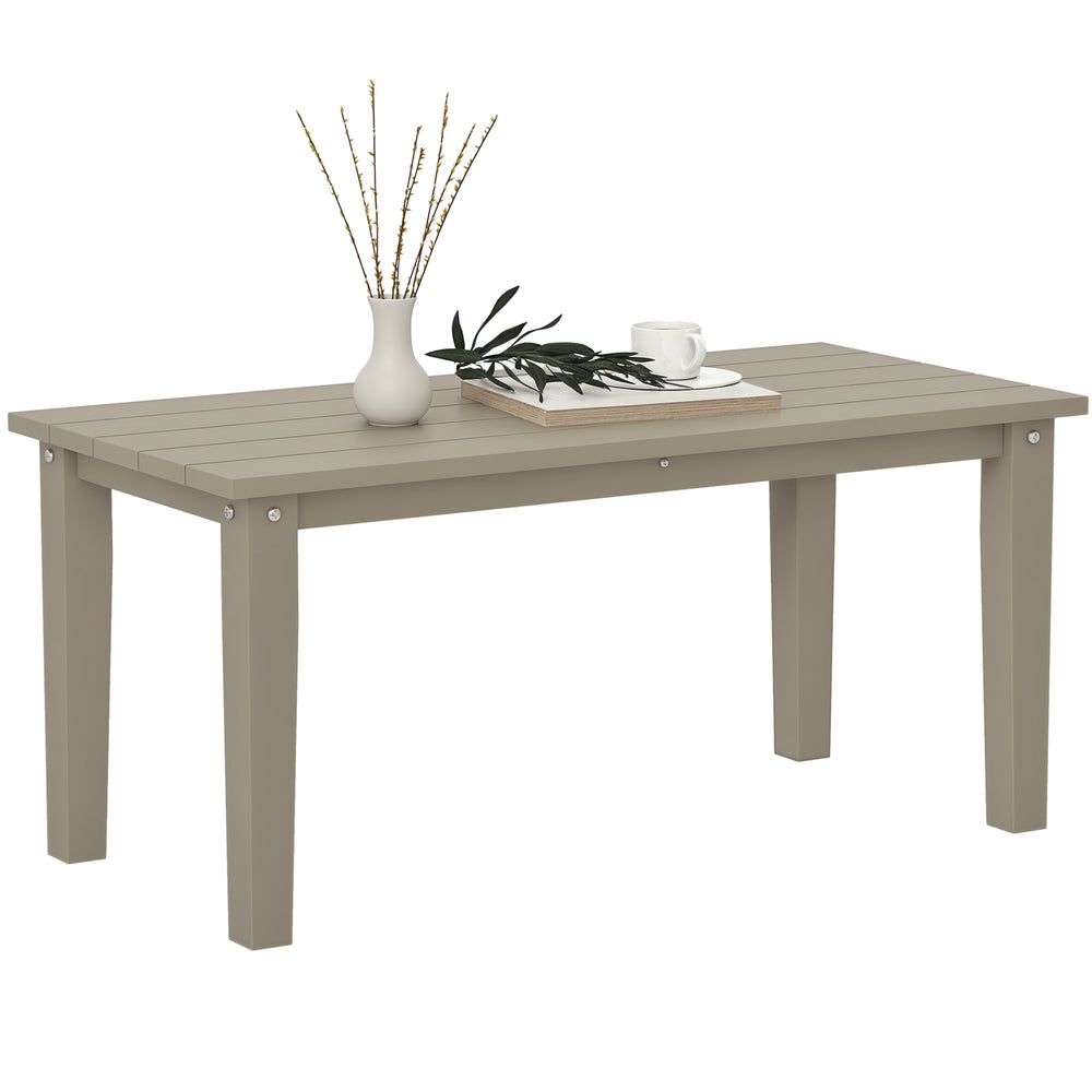 English Elm Outsunny Hdpe Slatted Rectangle Patio Coffee Table Weather Resistant Outdoor Brown W2225P485628