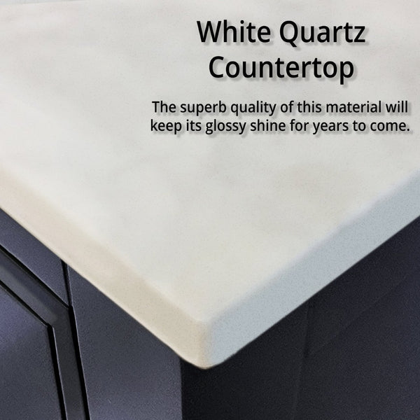English Elm Navy Blue Double Bath Vanity With White Quartz Top, Rose Gold Faucet & Ample Storage Solutions P2 B2731P259542-GIGA
