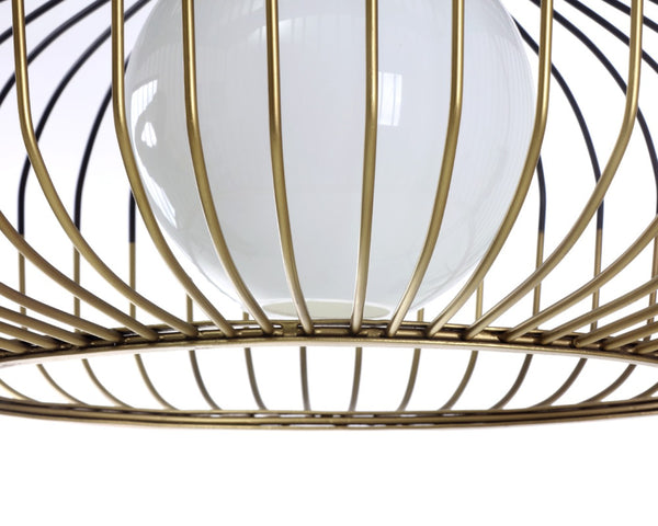 Sunpan CIRCA Pendant Light - Extra Large Art Deco Design with Misted Glass, Black & Brass Frame for Elegance 106363