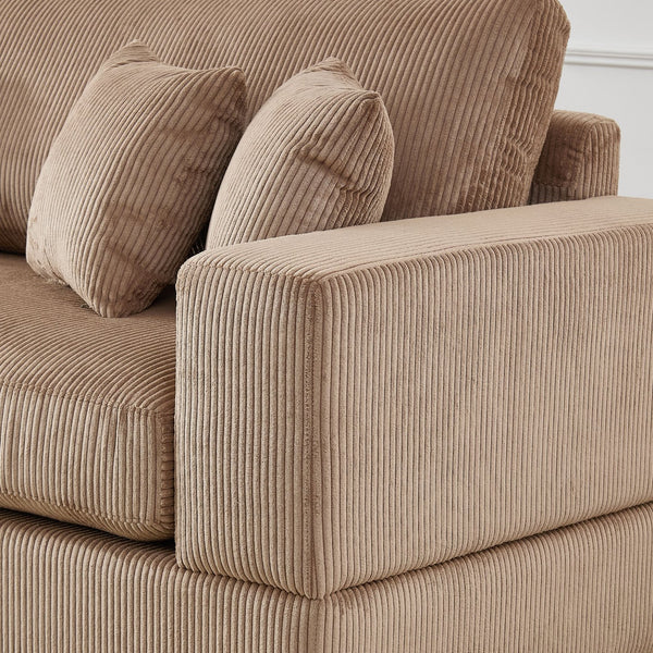 English Elm 148.03'' Mid Century Modern 4 Seat Sectional Sofa with Reversible Chaise for Living Room Brown W876S00328