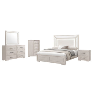English Elm Ciara Beige Tall Storage Chest with Matte Black Handles for Modern Bedroom Decor B201P499229