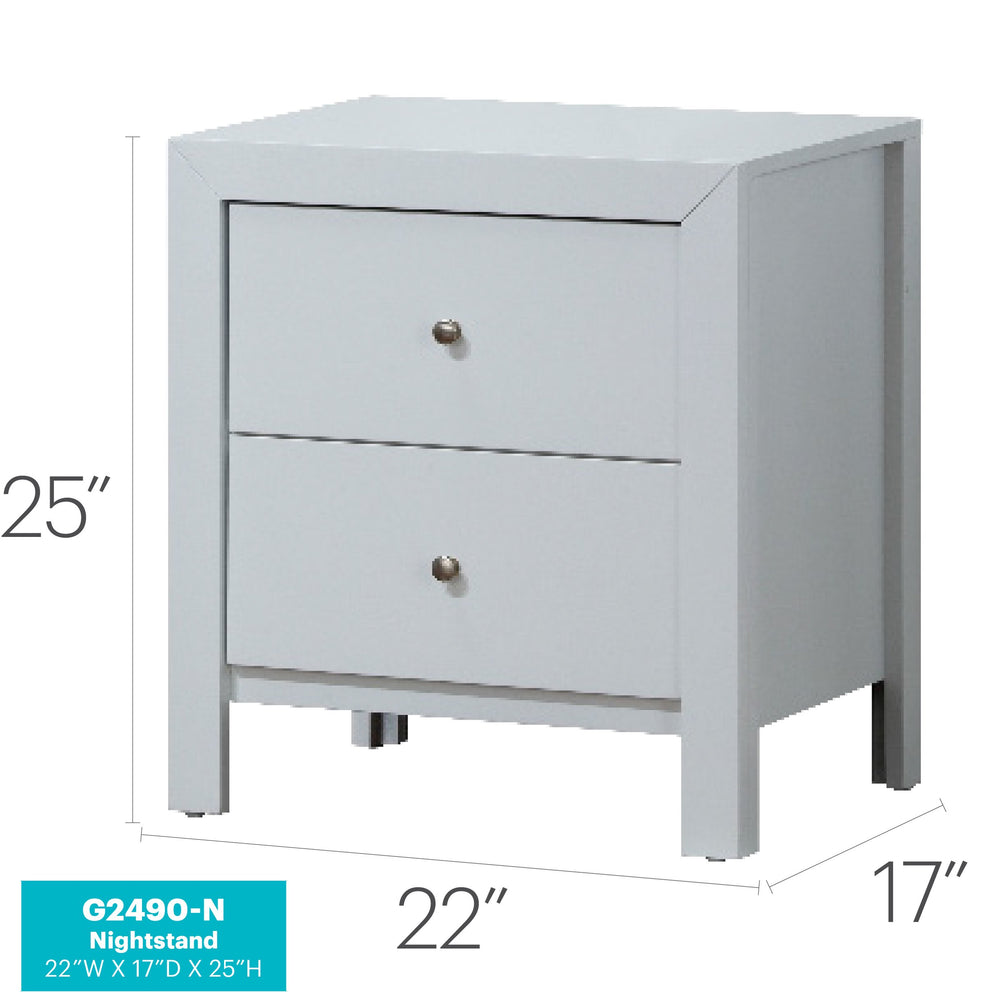 English Elm Elegant Modern Nightstand with Dovetail Drawers, Silver Hardware, Durable Wood Veneer for Bedroom Storage White 27 L x 24 W x 19 H B078118345