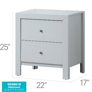 English Elm Elegant Modern Nightstand with Dovetail Drawers, Silver Hardware, Durable Wood Veneer for Bedroom Storage White 27 L x 24 W x 19 H B078118345
