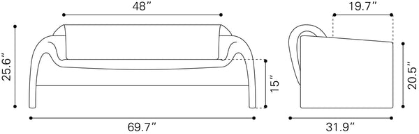 Horten Sofa Brown 110027 Zuo Modern