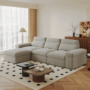 English Elm This modular cloud sofa offers adjustable reclining back, down-filled cushions, hidden storage and plush comfort for modern spaces Gray W3820S00007