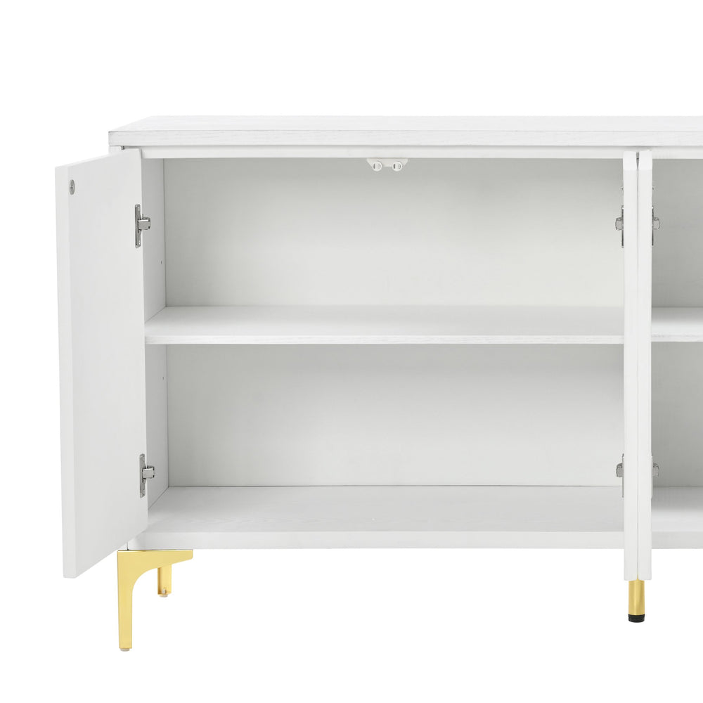 English Elm Multi-Functional Sideboard Cabinet with 4 Doors, Adjustable Shelves, Solid Wood MDF Build for Home Storage W2696P279989