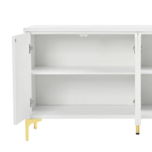 English Elm Multi-Functional Sideboard Cabinet with 4 Doors, Adjustable Shelves, Solid Wood MDF Build for Home Storage W2696P279989