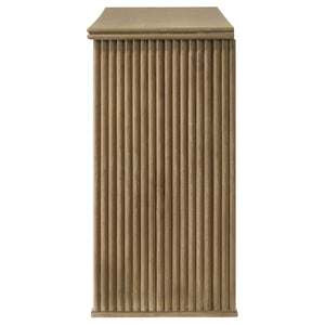English Elm Dreydon Oak Veneer Sideboard with Reeded Panels Felt Drawers and Adjustable Shelves B062P440063