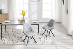 English Elm Dining Thickened Fabric Chair Set of 2 with Metal Legs — Cozy Modern Bar-Style Seating for Kitchen and Dining Spaces Grey W1249P243510