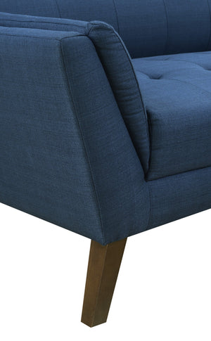 English Elm Wallace & Bay - Blue Mid-Century Sofa in Navy Peacock Fabric — 80" Wide, Easy-Care Upholstery, Stylish Comfort for Living Rooms B361P384453