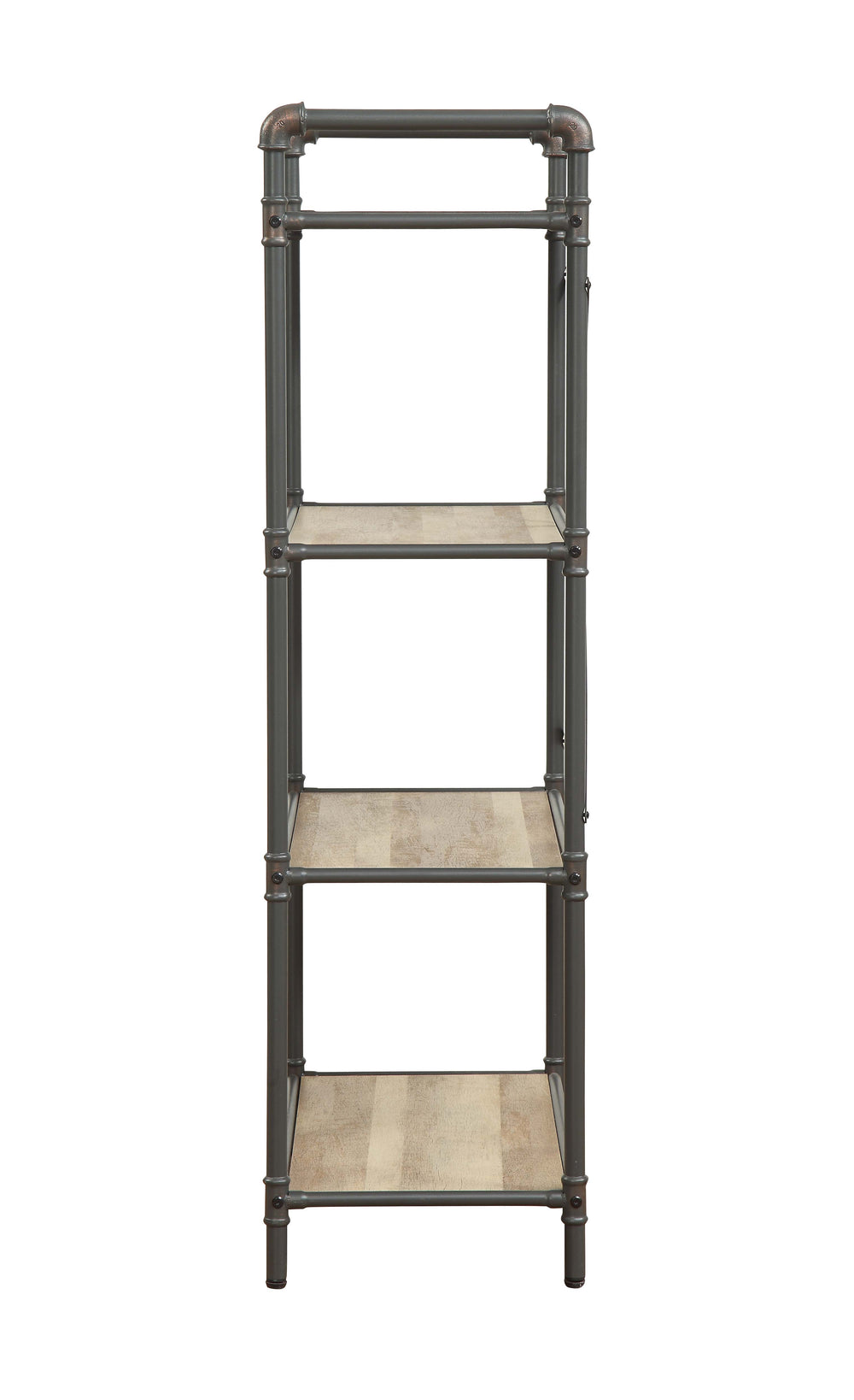 English Elm Itzel 4-Tier Antique Oak & Sandy Gray Bookshelf – Open Back Metal Frame, Fixed Wooden Shelves, 23.5" x13.2" B2726P282914