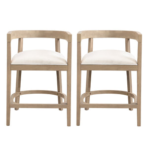 English Elm Christopher Knight Home® - Rubberwood Counter Stool Set of 2 with Upholstered U-Shaped Seats, Cutout Barrel Back, Eco Wood Finish Beige+Natural N771P197028A