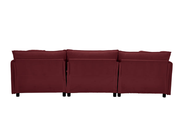English Elm 108-inch Modular Chenille Sectional Sofa Deep Seat L-shape for Open Living Rooms Red W2795S00048