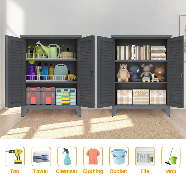 English Elm 47'' Heavy-Duty Metal Tool Storage Cabinet Slate - Space-Saving Wall Mount, Adjustable Shelves, Pegboard Organizer W3387P351632