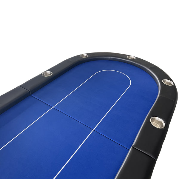 English Elm Ino Design 94 Inch Oval Felt Poker Table Seats Ten with Casters and Cup Holders Blue W2748P321634