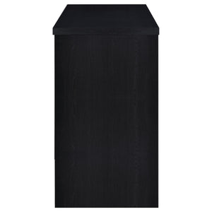 English Elm Irving Matte Black Freestanding Bar Cabinet with Wine Grid and Stemware Storage B062P451808