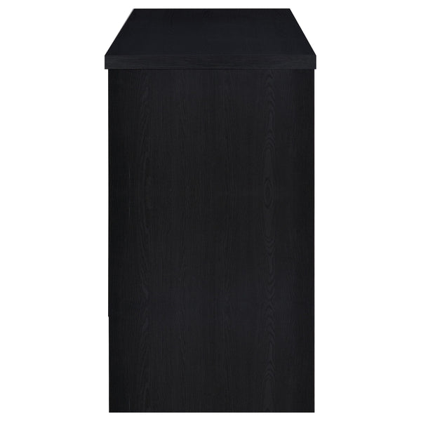 English Elm Irving Matte Black Freestanding Bar Cabinet with Wine Grid and Stemware Storage B062P451808
