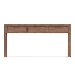 English Elm Hollander Wide Console Table with Three Smooth-Gliding Drawers, Solid Pine, Low-VOC Finish, 60" Brown B136P364305