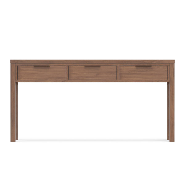 English Elm Hollander Wide Console Table with Three Smooth-Gliding Drawers, Solid Pine, Low-VOC Finish, 60" Brown B136P364305