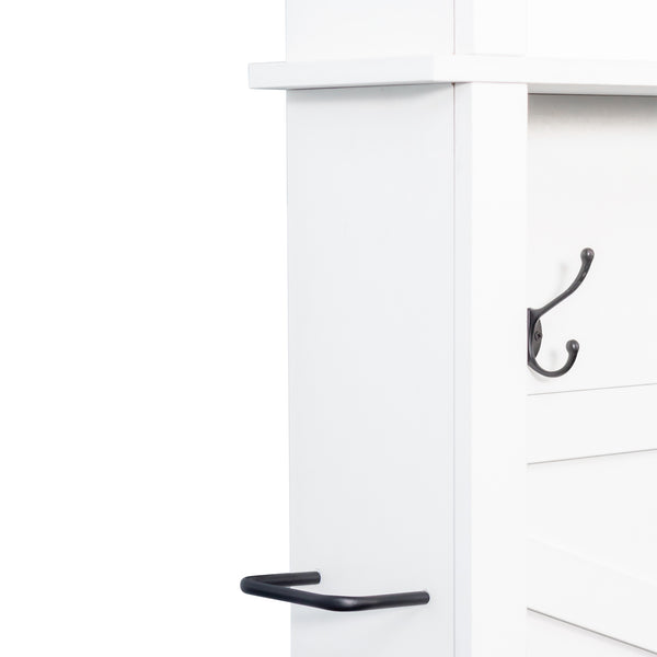 English Elm Farmhouse Hall Tree Entryway Organizer with Bench 16 Compartments and 6 Coat Hooks N721S000064K