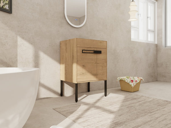 English Elm 24 Dual-Purpose 24" Bathroom Vanity Cabinet with Soft-Close Doors, Adjustable Shelf, Floor or Wall Mount W999104319