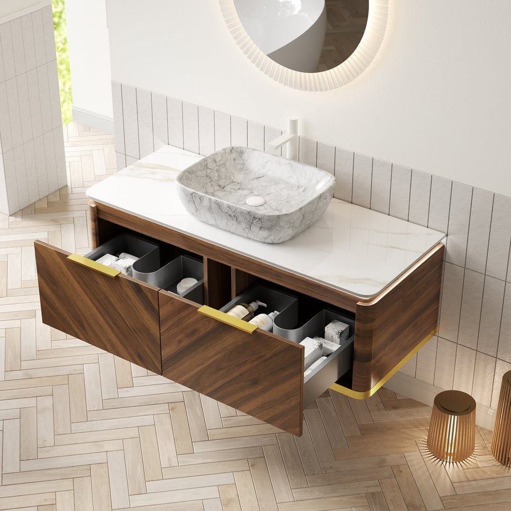English Elm Dipa 48" Modern Floating Bathroom Vanity With Marble Basin, Sensor Light & Premium Plywood Cabinet W2615S00298