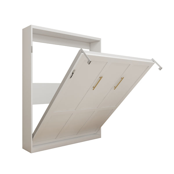 English Elm Multifunctional Queen Murphy Wall Bed with Hydraulic Soft Close and Solid Wood Slat Support W5290S00001