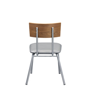 English Elm Jurgen Industrial Faux PU Side Chair Set of 2 - Silver/Grey Padded 40mm Cushion, Bentwood Backrest B2726P243295