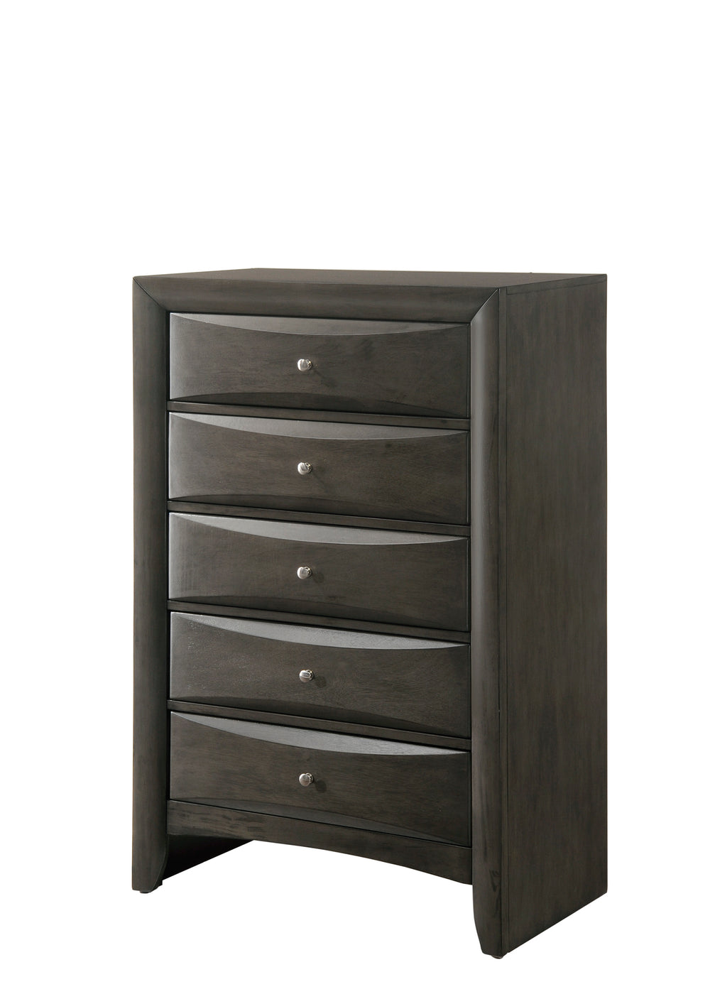 English Elm 1Pc Contemporary Nightstand with Beveled Drawers and Silver Knobs, Solid Wood Accent Table for Bedroom Storage and Style Gray 33.5 L x 19 W x 51.06 H B011P216685