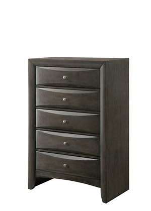 English Elm 1Pc Contemporary Nightstand with Beveled Drawers and Silver Knobs, Solid Wood Accent Table for Bedroom Storage and Style Gray 33.5 L x 19 W x 51.06 H B011P216685