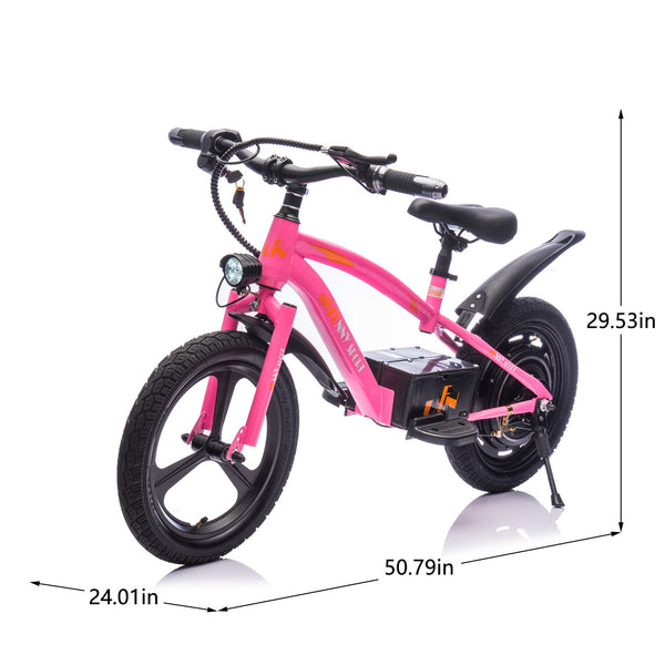 English Elm 24v Kids Electric Dirt Bike 300w Motor 16in Pneumatic Tires Adjustable Seat Ages 5 to 12 Pink W1578P335443