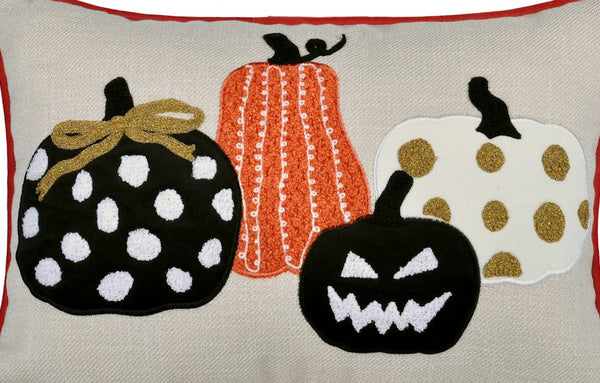 English Elm Halloween Pumpkin Embroidered Throw Pillow – Whimsical Polka Dot Cushion For Spooky Decor Fun B357P360653