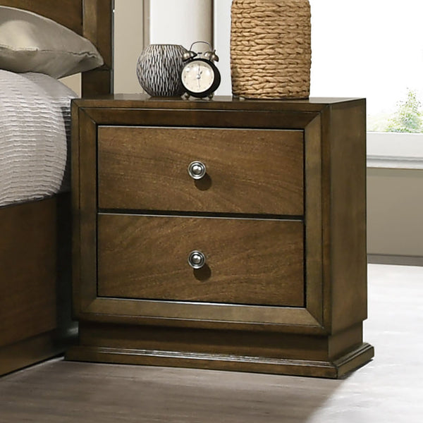 English Elm Walnut Transitional Nightstand 23.5"W x15"D x23"H – Engineered Wood, Dovetail Drawers, Zinc Bronze Knob B2741P326707