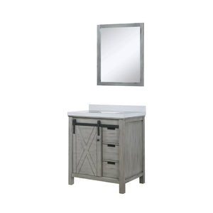 English Elm Ash Grey Bath Vanity Set With White Quartz Top & 28" Mirror - Stylish, Space-Saving Design For Bathrooms B2731S00929