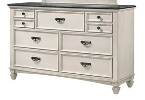 English Elm Beautiful Farmhouse Chest of Drawers with Vintage Molding and Black Nickel Hardware for Elegant Storage Beige 62.75 L x 20.2 W x 35.2 H B011P228559