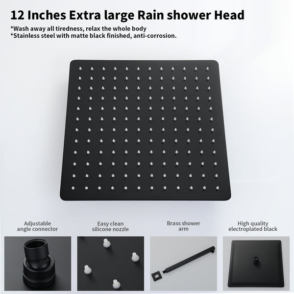 English Elm Male Npt Bathtub Shower Faucet Set – Luxurious Matte Black Rain Shower & Waterfall Tub System T3177P277544