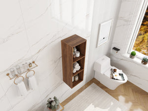 English Elm 12 Inch Wall Mounted Three Tier Storage Shelf Brown Ebony Finish for Bathroom Study W1972P457976