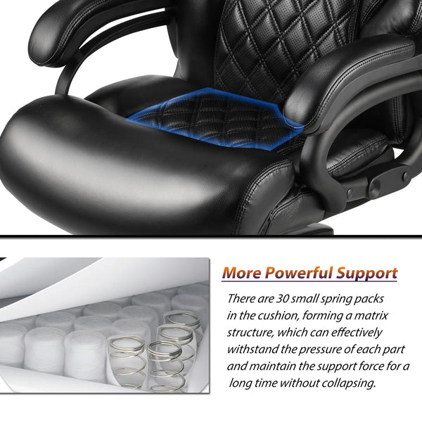 English Elm 500lbs Heavy Duty Executive Chair Wide Spring Seat Ergonomic High Back Home Office Black W5201P418289