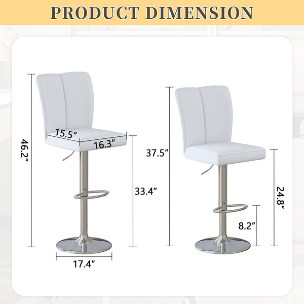 English Elm Modern Pu Leather Dining Chair Set of Six with Curved Back and Polished Metal Legs White+Silver W1151P370792