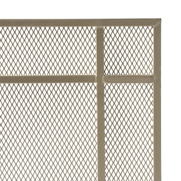 English Elm Christopher Knight Home® - FIRE Markus Modern Single Panel Iron Firescreen with Brushed Silver Finish, Minimalist Mesh Guard Gold 65183.00GLD