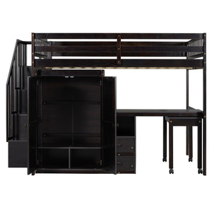 English Elm Queen Murphy Bed with Integrated Desk Cabinet Shelves Space Saving Studio Solution Espresso N708S00014P