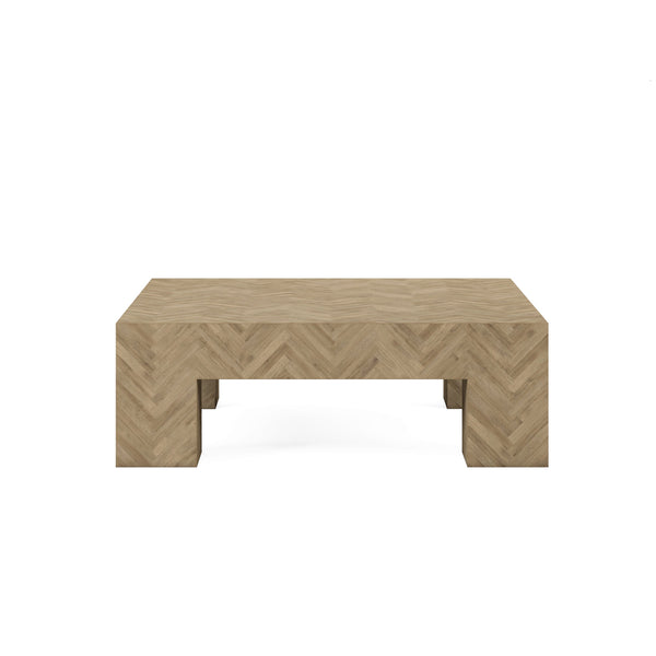A.R.T. Furniture Garrison Cocktail Table: Casual Contemporary Design With Herringbone Finish And Thick Block Legs Brown Parawood Solids With Ash Embossing,White Oak Veneers 322301-1302