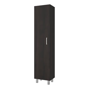 English Elm Vintro Tall Single Door Storage Cabinet with Metal Legs and Four Interior Shelves Dark Oak B070P487579