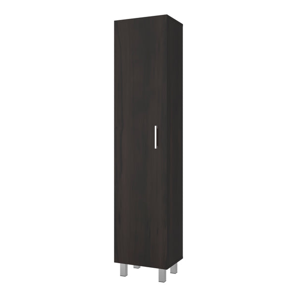English Elm Vintro Tall Single Door Storage Cabinet with Metal Legs and Four Interior Shelves Dark Oak B070P487579