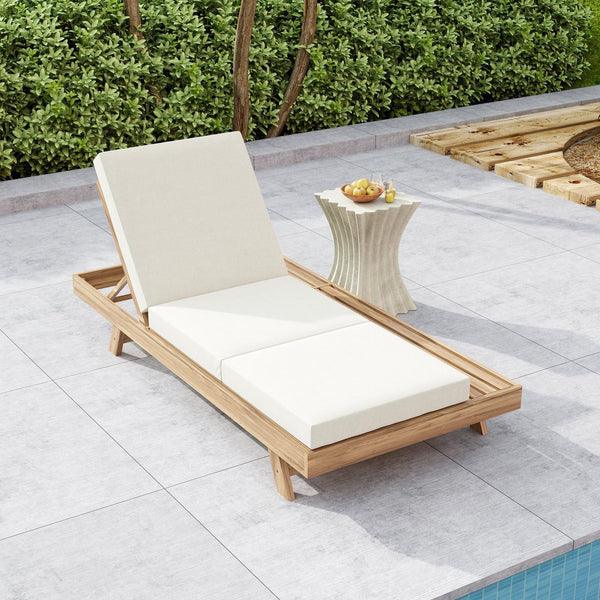 English Elm Lounge Chaise Outdoor Acacia Wood Slatted Frame with Water Resistant Cushion Resort Style N770P442L317C