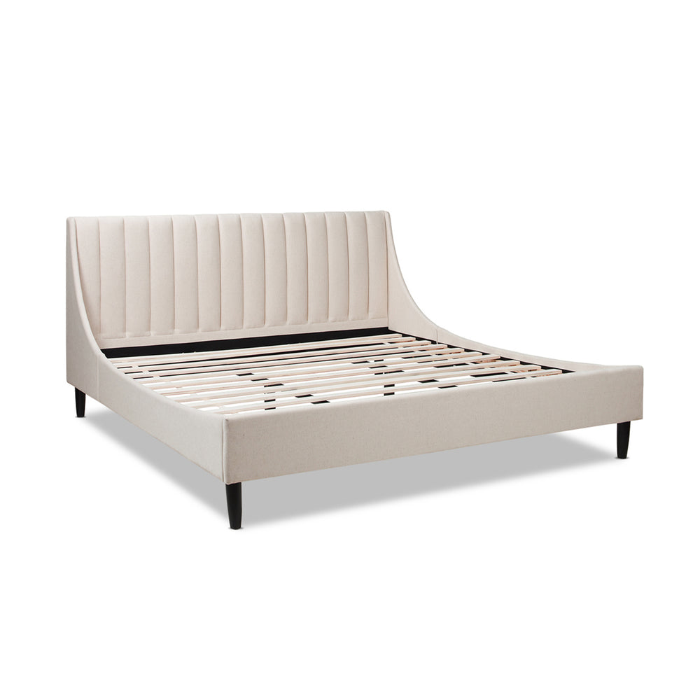 English Elm Jennifer Taylor Home - Aspen King Platform Bed Set With Vertical Tufted Headboard In Light Beige Linen – Elegant Comfort B2719P238519
