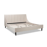 English Elm Aspen Vertical Tufted Headboard Platform Bed Set, King, Light Beige Linen