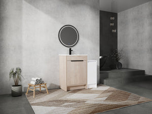 English Elm 36 Inch Freestanding Bathroom Vanity With Ceramic Sink, Soft-Close Doors & Ample Storage Solutions W999S00302