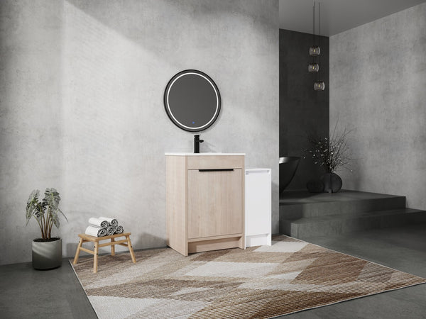 English Elm 36 Inch Freestanding Bathroom Vanity With Ceramic Sink, Soft-Close Doors & Ample Storage Solutions W999S00302