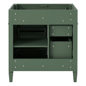 English Elm 30'' Modern Bathroom Vanity Cabinet with Roman Legs, 3 Drawers, Adjustable Shelf, Tip-Out Drawer, Durable MDF/Solid Wood Green N710P236988F